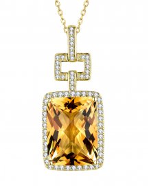 CUSHION SHAPE CITRINE DIAMOND PENDANT (TP2526)